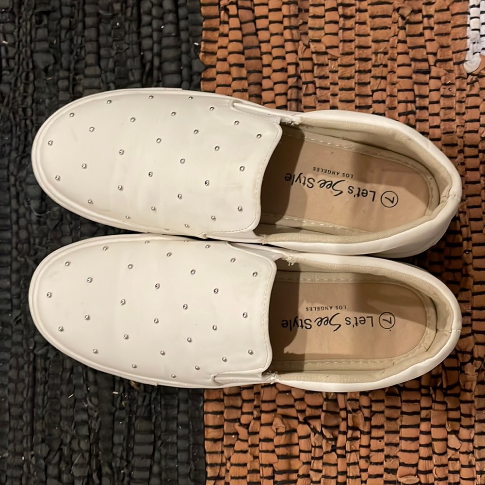 Studded White SLIP-ON SHOE Size 7